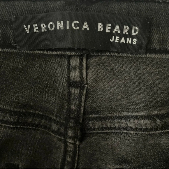 VERONICA BEARD Kareena  Ostrich Feather- Trimmed Skinny Jeans Charcoal Size 28/6 - Picture 9 of 13